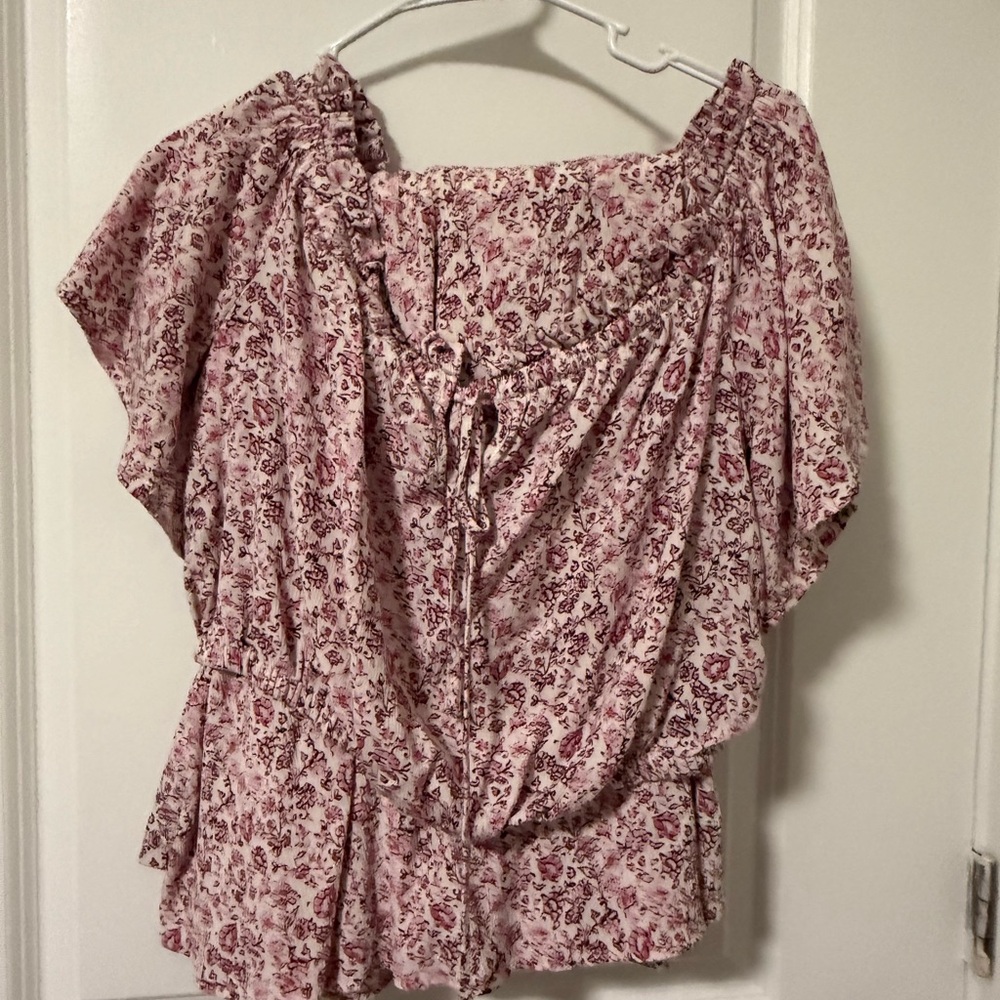 Floral Pink Women's Crop Top with Skirt